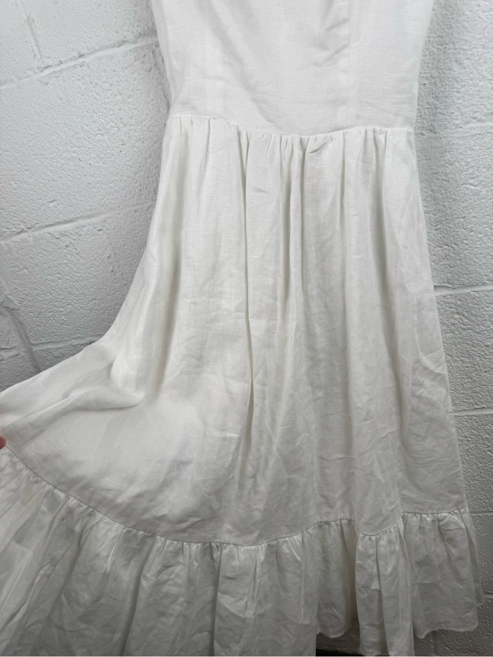 Reformation Bucatini Linen Midi Dress White Square Neck Linen Dress Size 2 - Picture 6 of 9